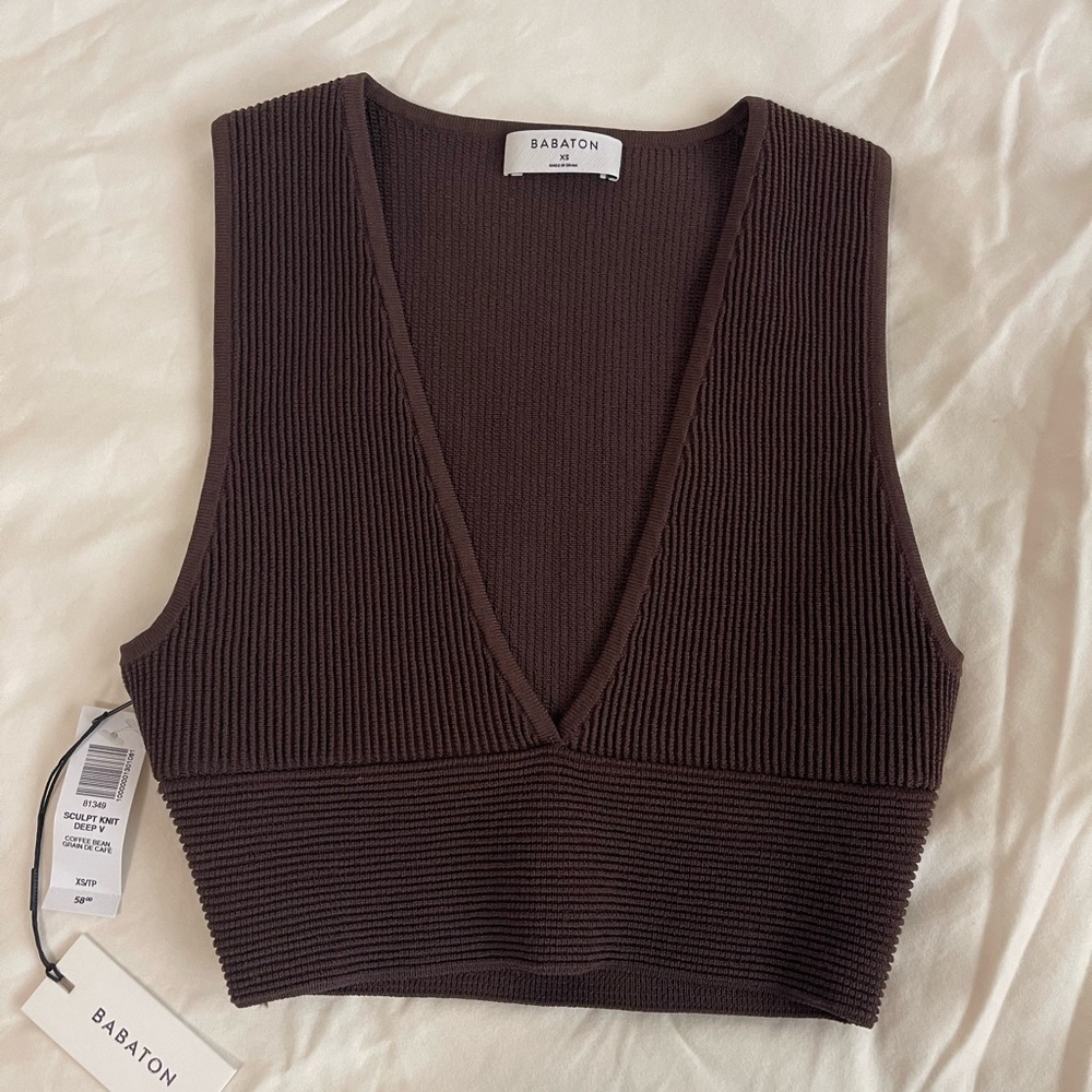 Aritzia Babaton Sculpt Knit Deep V Tank